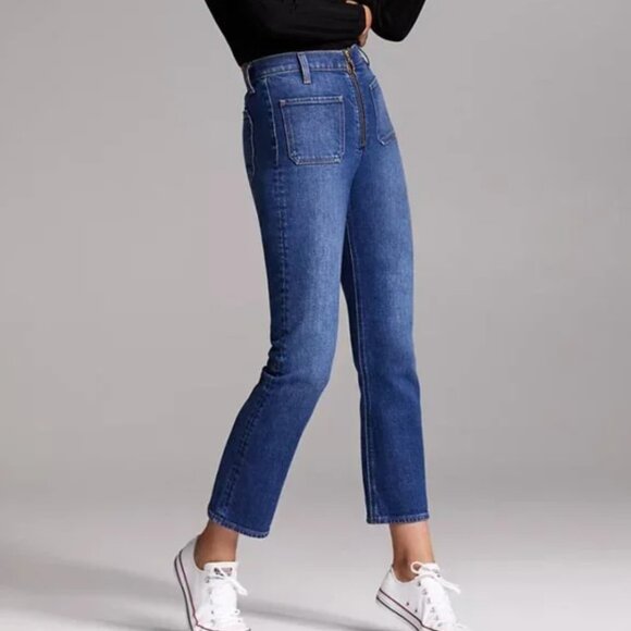 Aritzia Denim Forum The Just Peachy Straight High-waisted Zipper Front Jeans - Picture 2 of 10